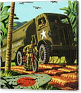 Military Vehicles In The Jungle Canvas Print