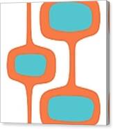 Mod Pod Two In Turquoise And Orange Canvas Print