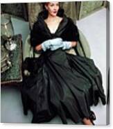 Model In A Mark Mooring Dress Canvas Print