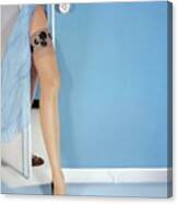 Model's Leg In Van Raalte Stockings Canvas Print
