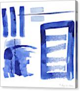 Modern Asian Inspired Abstract Blue And White 2 Canvas Print