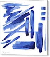 Modern Asian Inspired Abstract Blue And White 3 Canvas Print