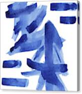 Modern Asian Inspired Abstract Blue And White Canvas Print
