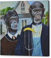 Monkey American Gothic Canvas Print