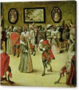 Monkeys And Cats At A Masked Ball, 1632 Canvas Print
