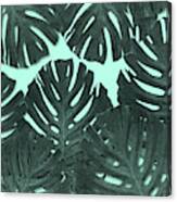 Monstera Leaf Pattern - Tropical Leaf - Teal - Tropical, Botanical - Modern, Minimal Decor Canvas Print
