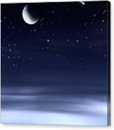 Moon In Night Sky Canvas Print