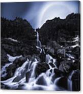 Moonrise At The Waterfall Canvas Print