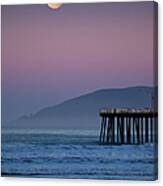 Moonset At Pismo Beach Canvas Print