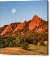 Moonset Over The Flatirons Canvas Print