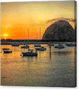 Morro Rock At Sunset Canvas Print
