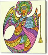 Mosaic Angel With Horn Canvas Print