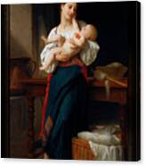 Mother And Child By William Adolphe Bouguereau Canvas Print