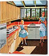 Mother And Daughter In Kitchen Canvas Print