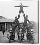 Motorcycle Officers Form Human Pyramid Canvas Print