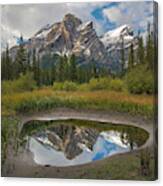 Mount Kidd Reflected In Pond, Kananaskis Country, Alberta, Canada Canvas Print