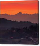 Mount Triglav And The Julian Alps At Sunset Canvas Print