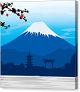 Mountain Fuji Japan Sakura View Canvas Print