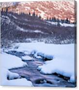 Mountain Stream In Winter Canvas Print