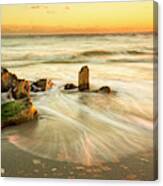 Movement Of The Sea At Sunset, Long Exposure Canvas Print