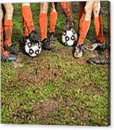 Muddy Legs Of Soccer Players Canvas Print