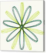 Multi Green Flower Line Design Canvas Print