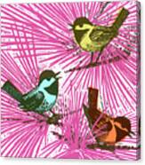 Multicolored Birds In Tree Canvas Print