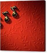 Musical Notes On The Red Background Canvas Print