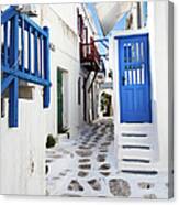 Mykonos, Picturesque Street Canvas Print