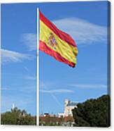 National Flag Of Spain At Plaza De Colon In Madrid Canvas Print
