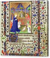 Nativity, From The Chevalier Hourse, Circa 1420 Canvas Print