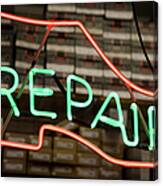 Neon Shoe Repair Sign Canvas Print