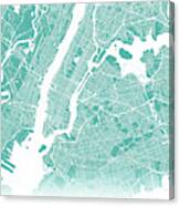 New York Map Teal Canvas Print