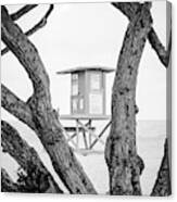 Newport Wedge Lifeguard Tower W Black And White Photo Canvas Print