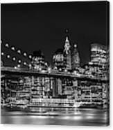 Night-skyline New York City Bw Canvas Print