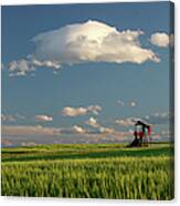 Oil Field And Pumpjack In Alberta Canvas Print