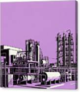 Oil Refinery Purple Background Canvas Print