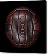 Old Leather Football On Black Canvas Print