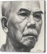 Old Man's Head Portrait-part-arttopan Drawing-portrait Realistic Carbon Pencil Sketch Canvas Print