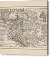 Old Map Of Poland, Steel Engraving Canvas Print