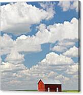 Old Red Grain Bin On The Great Plains Canvas Print