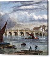 Old Westminster Bridge In 1754, 19th Canvas Print