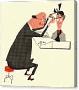 Optometrist Fitting A Woman With Glasses Canvas Print