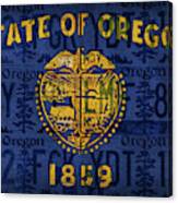Oregon State Flag License Plate Art Recycled Vintage Canvas Print
