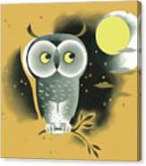 Owl And Full Moon Canvas Print