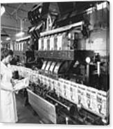 Packaging Machine At Corn Flakes Factory Canvas Print