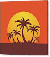 Palm Trees And Sun Canvas Print