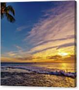 Palm Wave Sunset Canvas Print