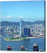Panoramic View Of Hong Kong At Day Canvas Print