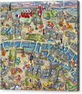 Paris Illustrated Map Canvas Print
